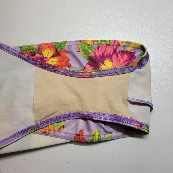 Victoria's Secret Y2K Water Bra Purple Floral One Piece Swimsuit Women's Size 14 - Picture 7 of 16